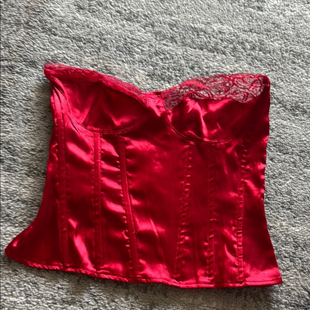 Red Satin Corset Top
